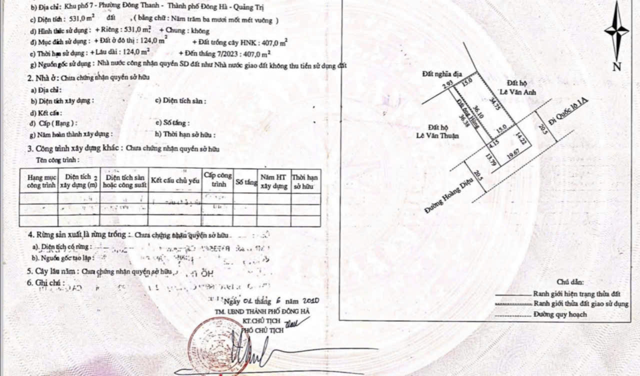 VIP - BÁN ĐẤT MẶT TIỀN HOÀNG DIỆU, TP ĐÔNG HÀ. DIỆN TÍCH: 15X35M - GIÁ 4,2 TỶ. LH: 097.248.74.74